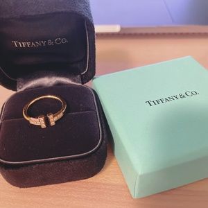 TIFFANY&CO 18R DIAMOND T WIRE RING 5.5